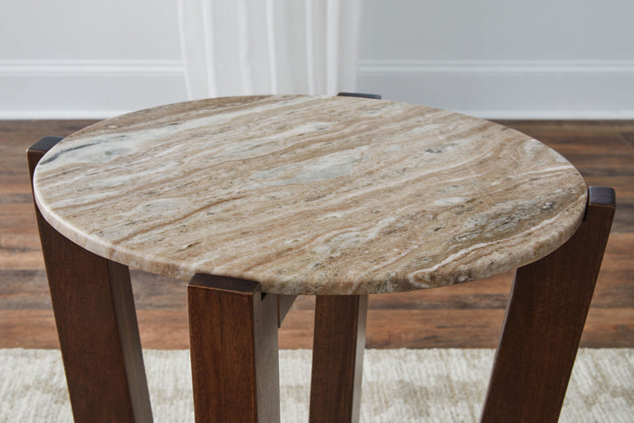 Tanidore - Warm Brown - Round End Table by Signature Design by Ashley® | Bel Furniture