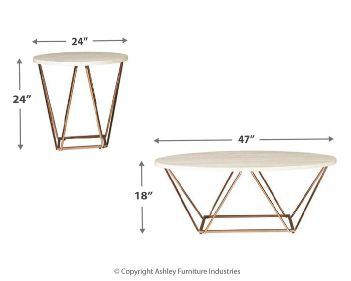 Tarica - White / Metallic - Occasional Table Set (Set of 3) by Signature Design by Ashley® | Bel Furniture