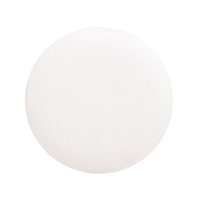 Tilly - Round Fur Upholstered / Burl Pouf Ottoman - White by Jennifer Taylor Home | Bel Furniture