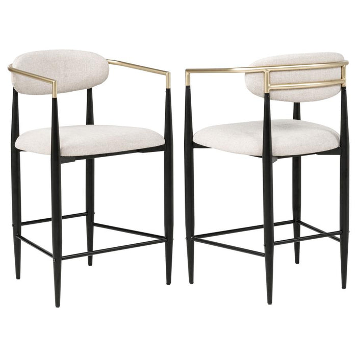 Tina Metal Counter Height Bar Stool With Upholstered Back And Seat (Set of 2)