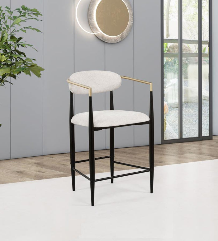 Tina - Metal Counter Height Bar Stool With Upholstered Back And Seat (Set of 2)