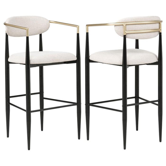 Tina Metal Pub Height Bar Stool With Upholstered Back And Seat (Set of 2)