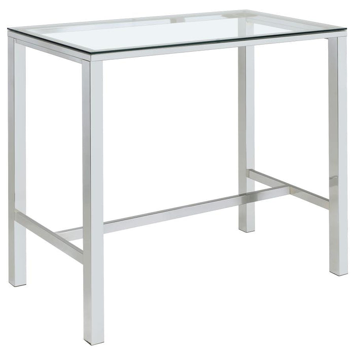 Tolbert Rectangular Glass Top Pub Bar Table Chrome