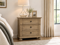 Traditional Vintage Oak 3-Drawer Nightstand with USB charging