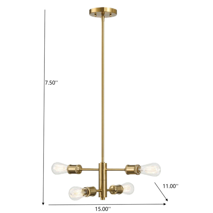 Trellis - 4 Lights Modern Gold Chandelier Vintage Pendant Fixture For Living Room - Clear / Gold - view 2