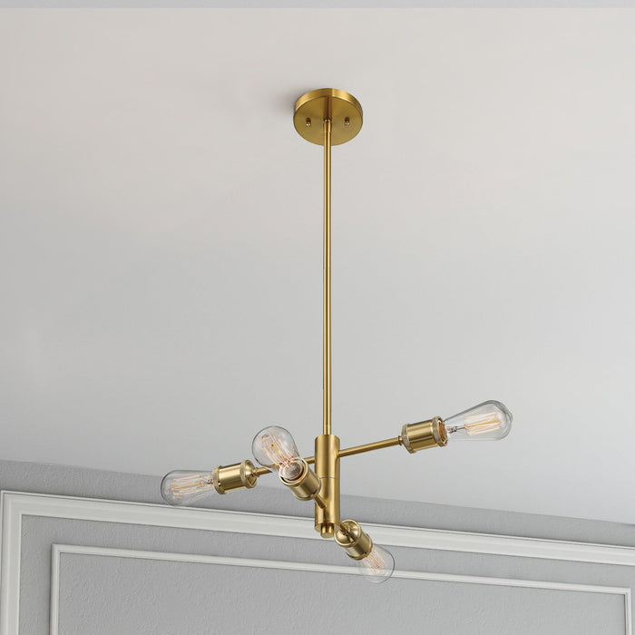 Trellis - 4 Lights Modern Gold Chandelier Vintage Pendant Fixture For Living Room - Clear / Gold - view 3