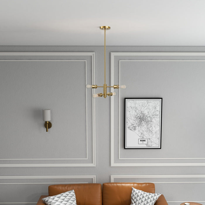 Trellis - 4 Lights Modern Gold Chandelier Vintage Pendant Fixture For Living Room - Clear / Gold - view 7