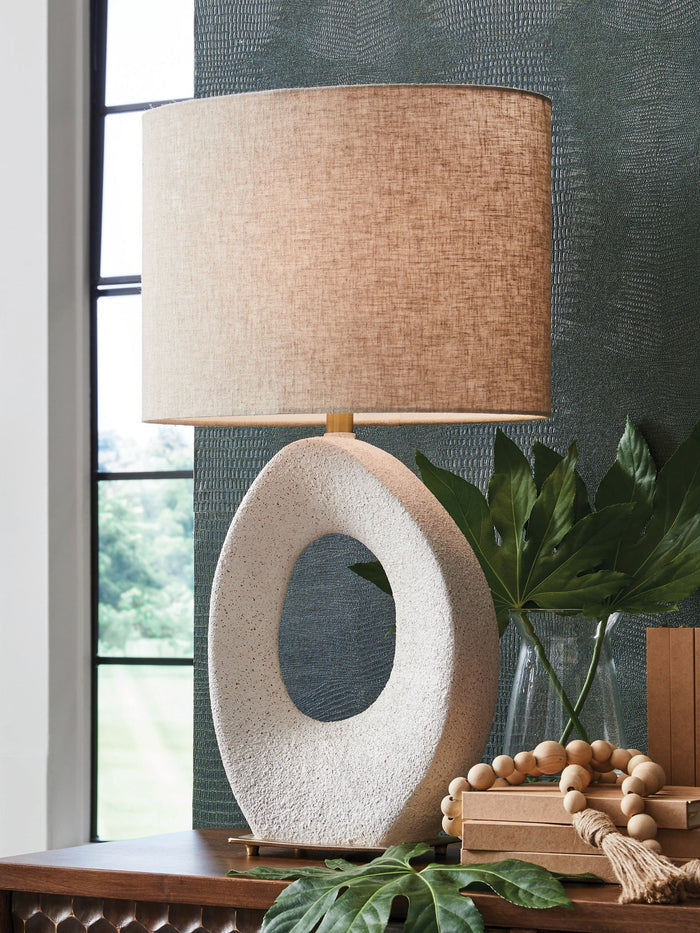 Trentlen - Paper Table Lamp - Cream / Gold Finish - view 2
