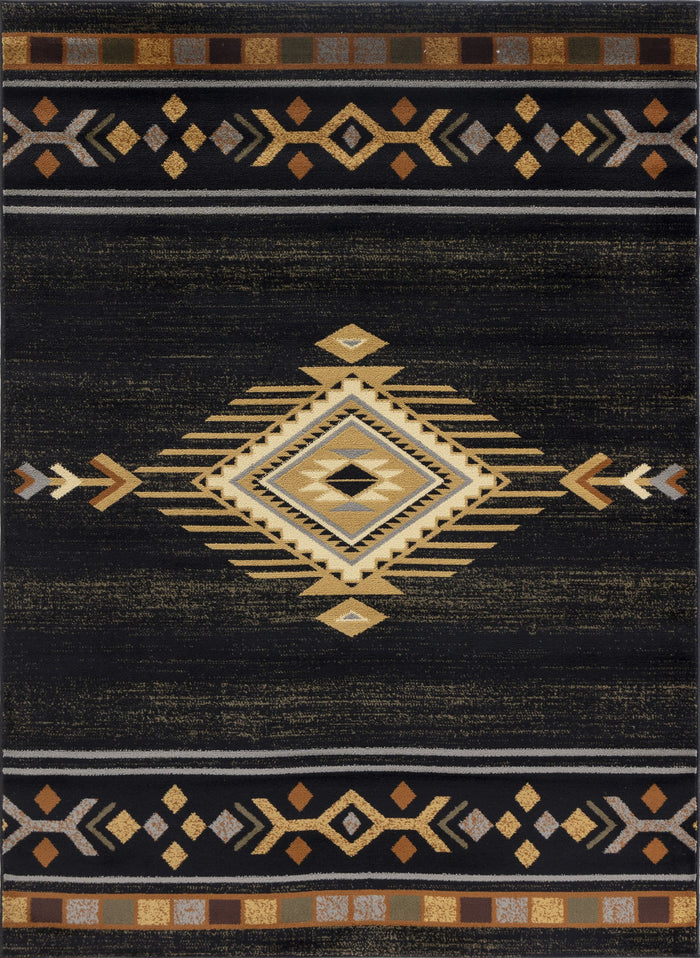 Tribes - 2'7" X 7'3" Southwest Area Rug Polypropylene - Black - view 5