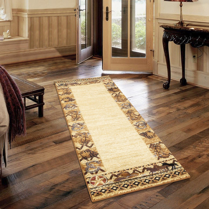 Tribes - 5'3" X 7'3" Southwest Area Rug Polypropylene - Beige by Icona Home Decor | Bel Furniture