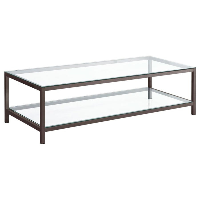 Trini 1-Shelf Glass Top Coffee Table Black Nickel