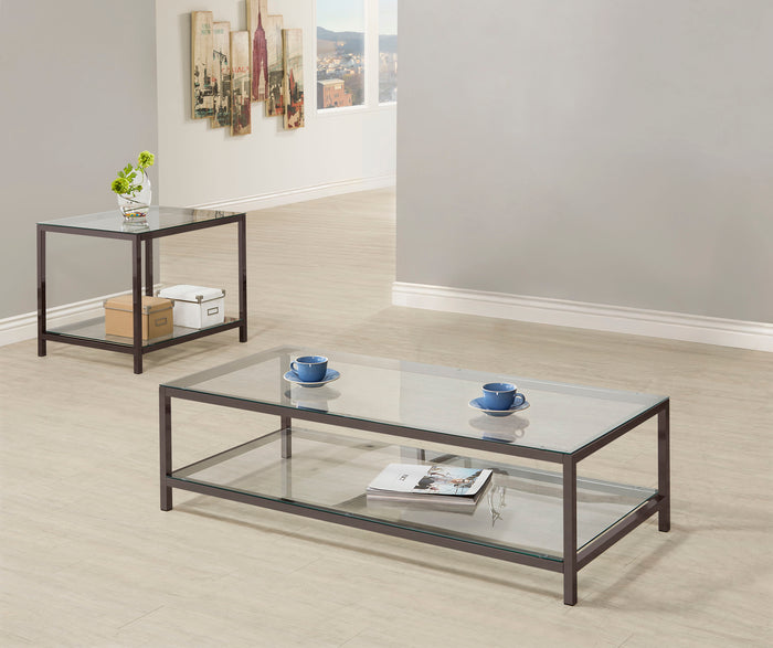 Black / 2 Pc. Coffee Table, End Table