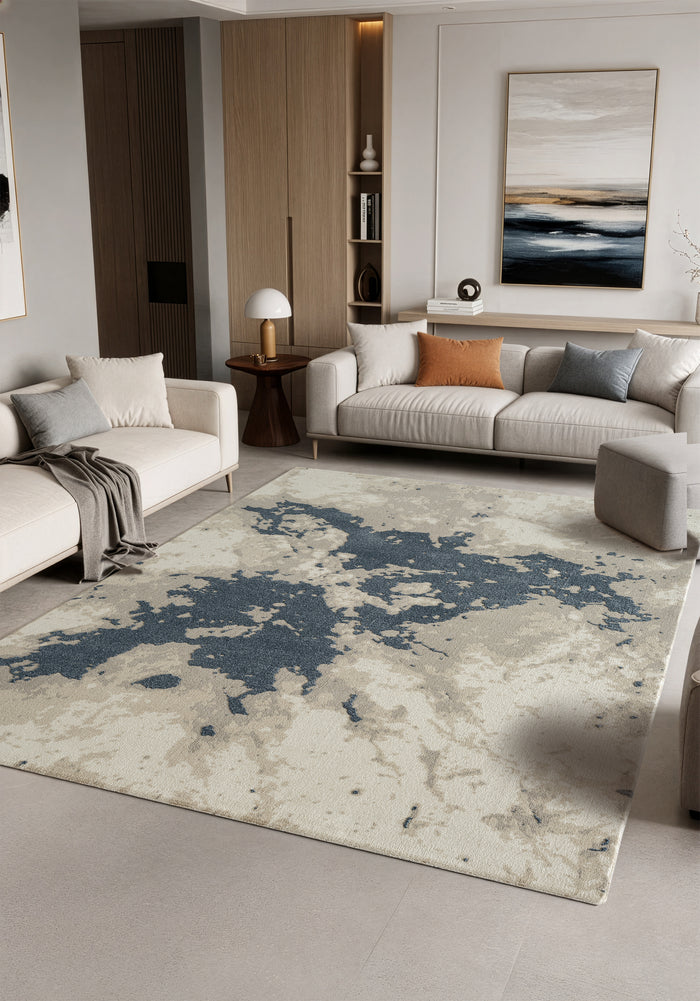 .Uma Blue Power-Loomed Area Rug - 6' 6" x 9' 0"