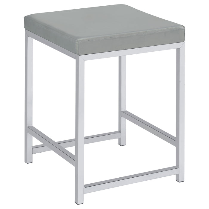 Umbridge - Upholstered Square Padded Cushion Vanity Stool - Light Gray