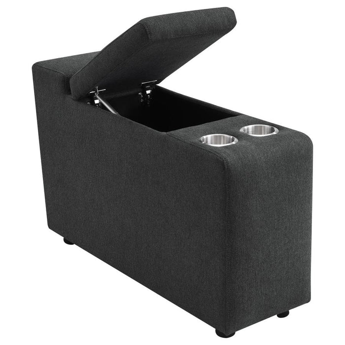 Upholstered Modular Storage Console Dark Grey