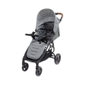 A Valco Baby stroller with a gray fabric cover, suitable for infants and toddlers, with four wheels and a sunshade.