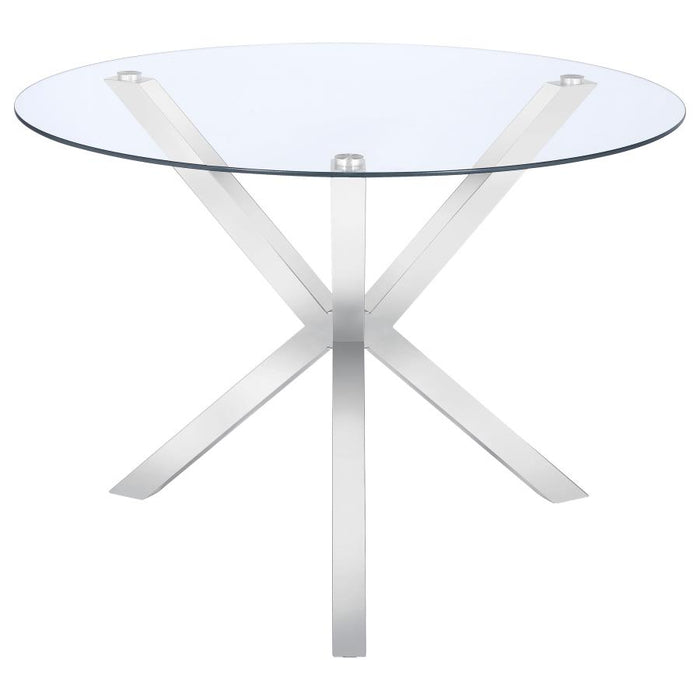 Vance Round Glass Top Asterisk Dining Table Chrome