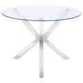 Vance - Round Glass Top Asterisk Dining Table - Chrome