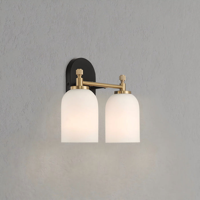Vortex - 2 Lights Vanity In Style For Over Bathroom Mirror Wall Sconce - Black / Gold / White - view 2