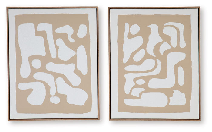 Waldett - Wall Art Set (Set of 2) - Beige / White - view 3