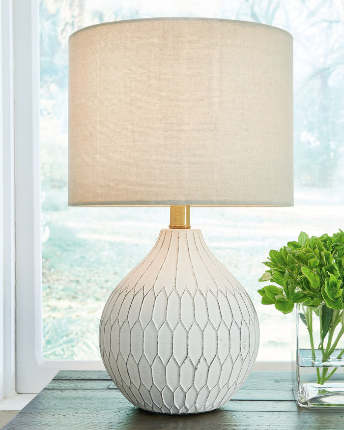 Wardmont - White - Ceramic Table Lamp by Signature Design by Ashley® | Bel Furniture
