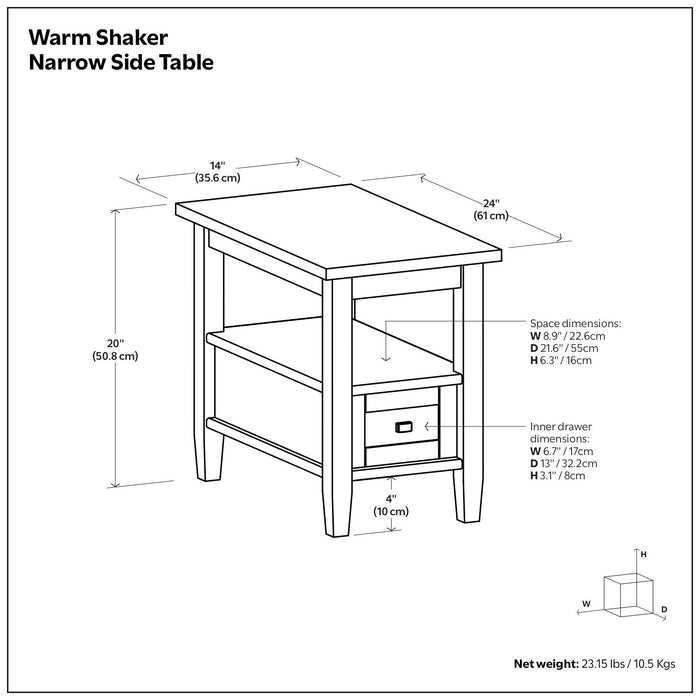 Warm Shaker - Narrow Side Table - Distressed Charcoal Brown - view 4
