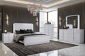White Modern Bedroom Nightstand with USB Port