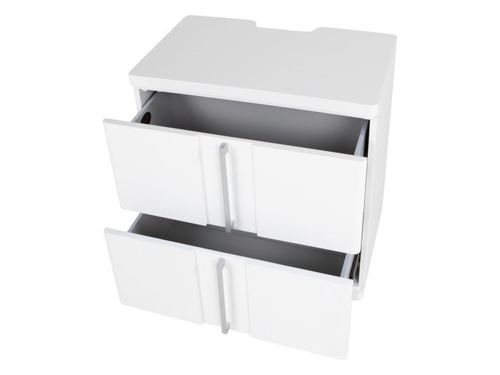White Modern Bedroom Nightstand with USB Port