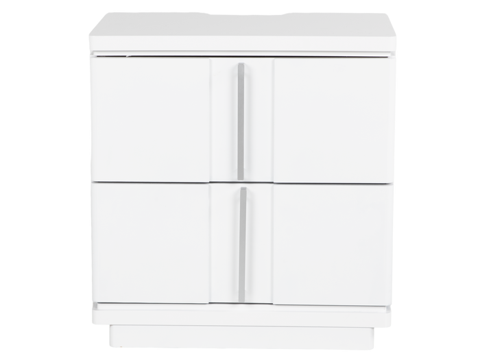 White Modern Bedroom Nightstand with USB Port