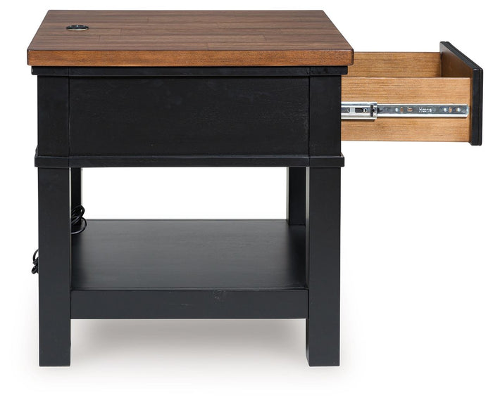 Wildenauer - Brown / Black - Rectangular End Table by Signature Design by Ashley® | Bel Furniture