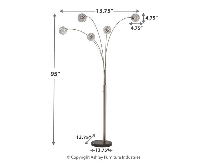 Winter - Silver Finish - Metal Arc Lamp by Signature Design by Ashley® | Bel Furniture
