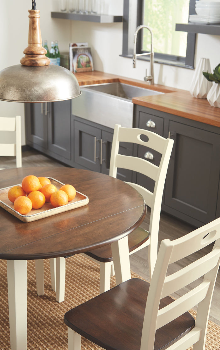 Woodanville - Cream / Brown - Round DRM Drop Leaf Table by Signature Design by Ashley® | Bel Furniture