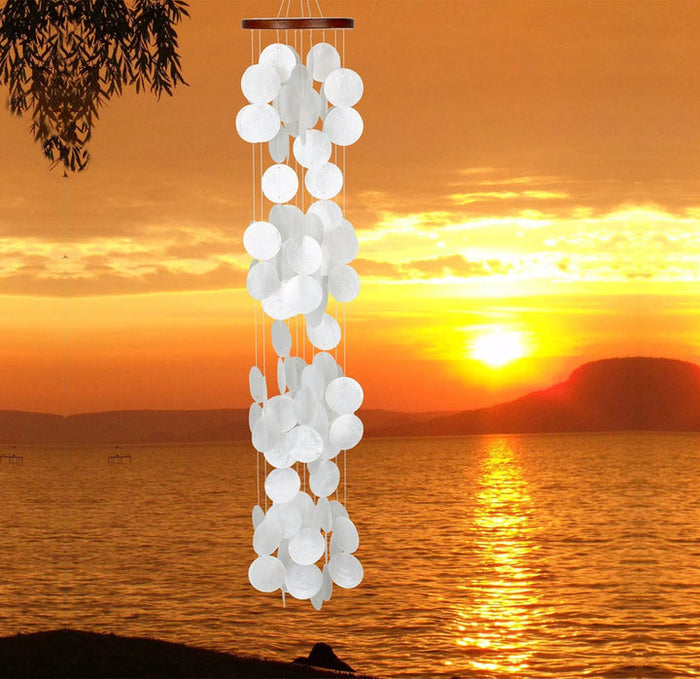 Woodstock Chimes Capiz Waterfall Blanca