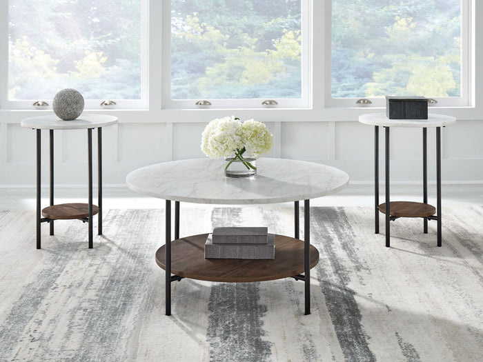Wrenwich - Occasional Table Set (Set of 3) - Brown / Black / White - view 4