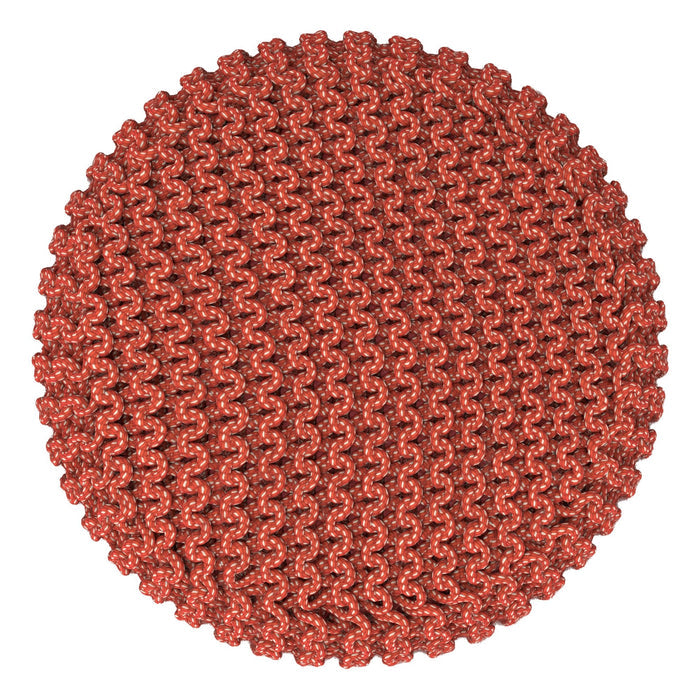Wynne - Round Knitted Outdoor / Indoor Pouf - Orange - view 4