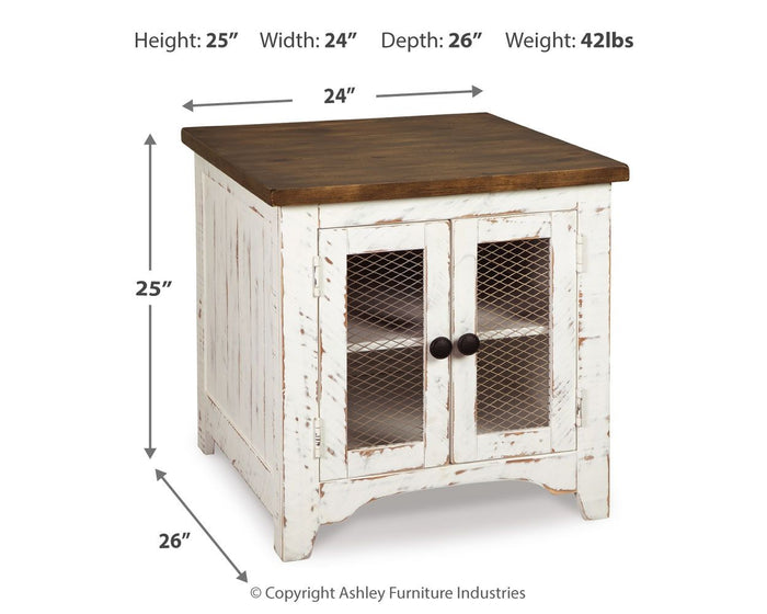 Wystfield - Rectangular End Table - 2 Doors - White / Brown - view 2