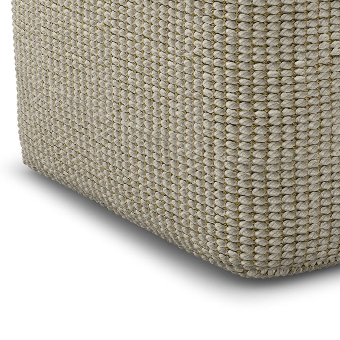 Zelma - Square Woven Outdoor / Indoor Pouf - Cream / Natural by Simpli-Home | Bel Furniture