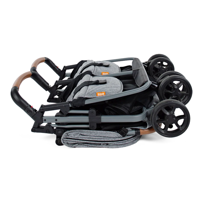 Zoe Twinᵛ¹ double stroller folded compact